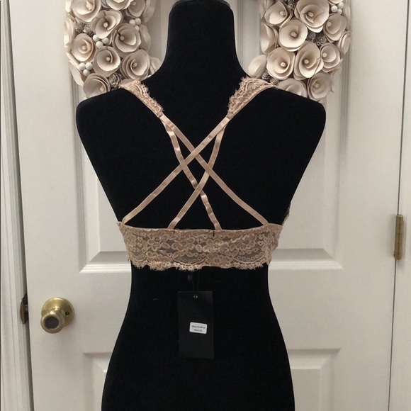 L&B Flower lace bralette strappy back Mocha - Picture 4 of 7